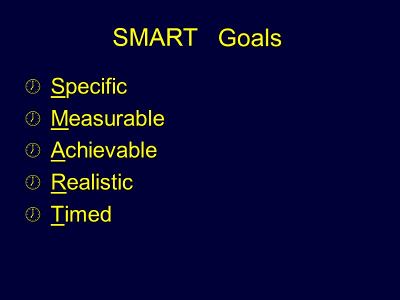 Effective Goals Specific Measurable Achievable Realistic Timed SMART